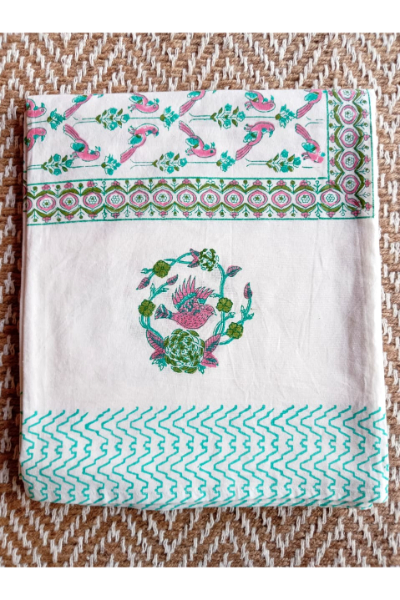 Table Cloth (6 Seater) - Pink and Blue Bird design - K-TC-135